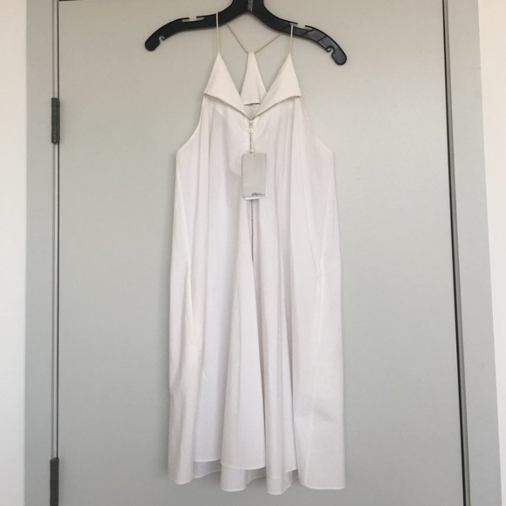 New 3.1 Phillip Lim cotton zip trapeze tent swing relaxed crisp poplin minidress - Picture 10 of 16